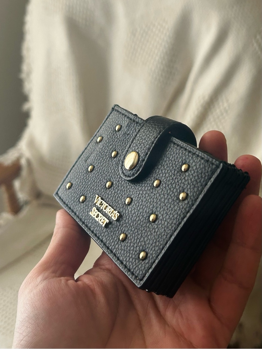 Victoria's Secret Black Card Holder with Gold Studs - Picture 3 of 6